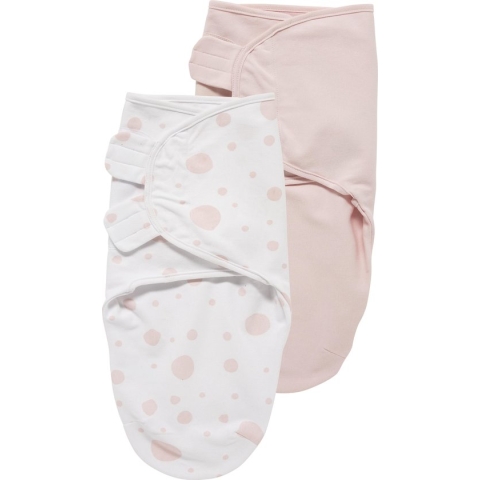 Meyco Baby Dots/Uni swaddlemeyco inbakerdoek - 2-pack - pink/light pink - 4-6 maanden