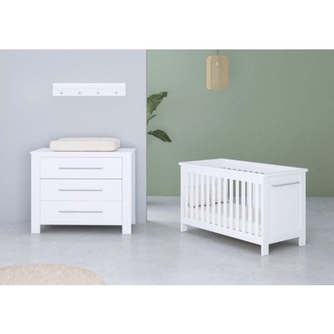 Cabino Babykamer Noël- Babybed & Commode - Verstelbare bodem 60x120 cm - Wit