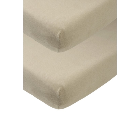 Meyco Baby Uni hoeslaken co-sleeper - 2-pack - taupe - 50x90cm