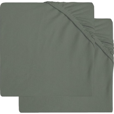 Jollein Baby Hoeslaken Boxmatras Jersey 75x95cm - Ash Green - 2 Stuks