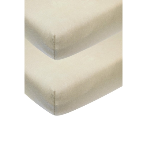 Meyco Baby Uni hoeslaken ledikant - 2-pack - sand - 60x120cm