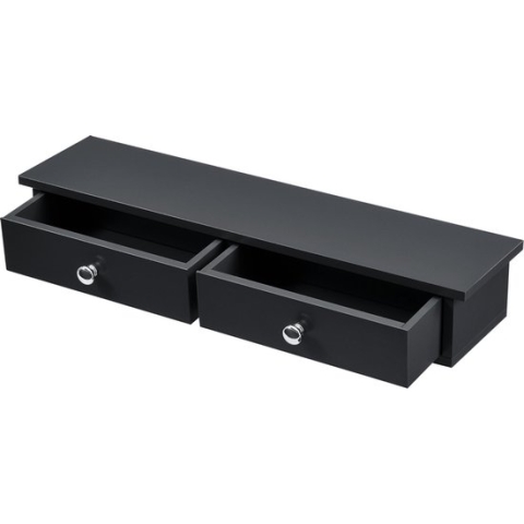 Wandplank met 2 lades zwevend MDF 60x15x10 cm zwart