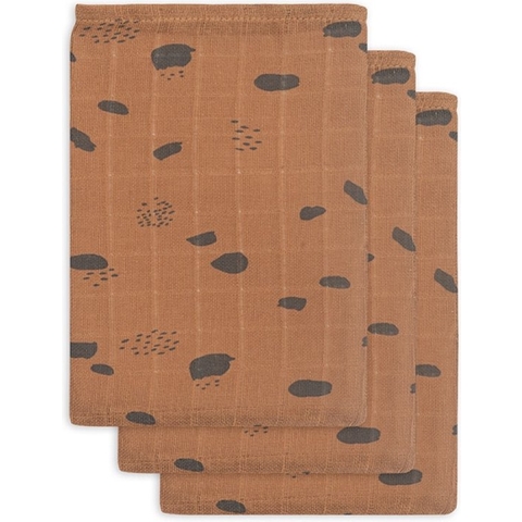 Jollein Baby Hydrofiel Washandje Spot - Caramel - 3 Stuks