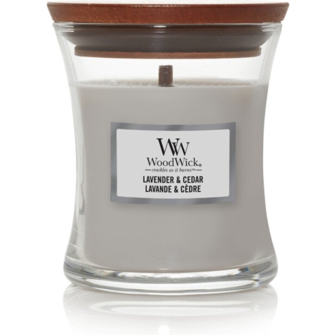 WoodWick Geurkaars Mini Lavender & Cedar - 8 cm / ø 7 cm