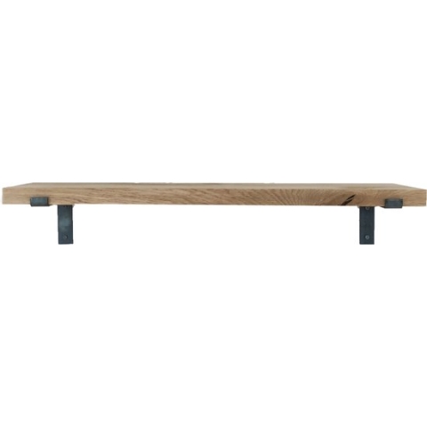 GoudmetHout Massief Eiken Wandplank - 40x25 cm - Industriële Plankdragers L-vorm - Staal - Zonder Coating
