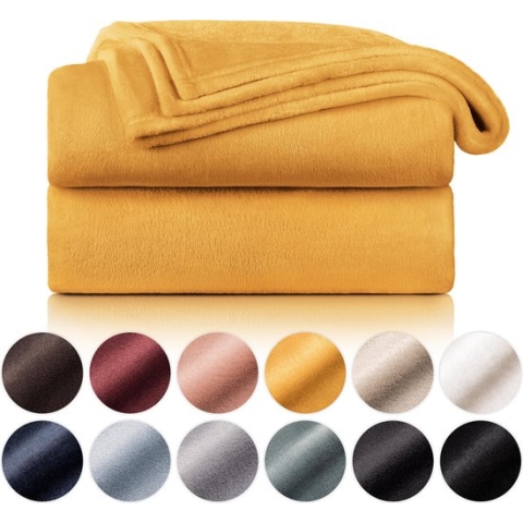 Blumtal - Fleece Deken - Super Zacht Fleece Plaid 150x200 cm - Mosterd Geel