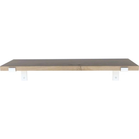GoudmetHout Massief Eiken Wandplank - 50x25 cm - Industriële Plankdragers L-vorm - Staal - Mat Wit