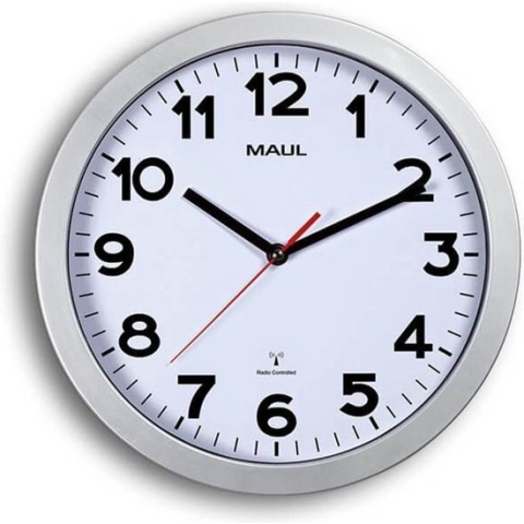 Wandklok MAULstep 30RC, radio gestuurd (zilver)