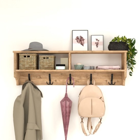 Wandkapstok Åstorp met 2 vakken 37x120x22 cm eiken