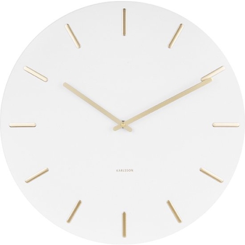 Wandklok Charm - Wit - Staal - Gouden wijzers