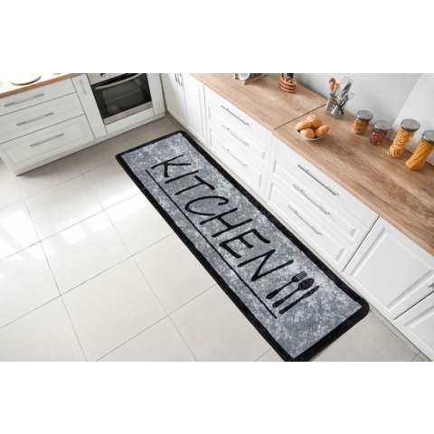 Flycarpets Kitchen Keuken Loper 60X180 Cm Vloerkleed - GRIJS - 60x180 cm