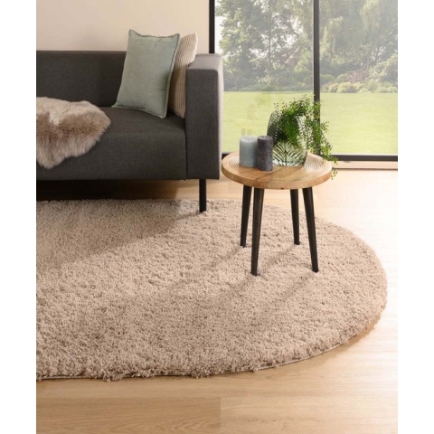 Ovaal hoogpolig vloerkleed - Cozy Shaggy - beige 200x300 cm