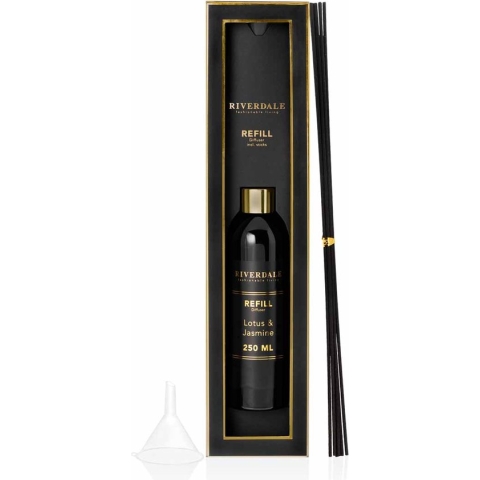 Riverdale - Geurstokjes navulling Lotus & Jasmine - 250ml Zwart