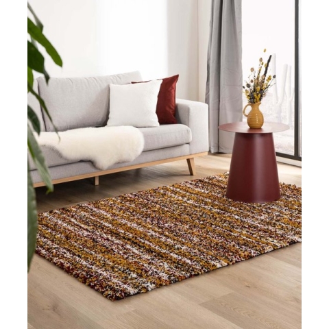 Hoogpolig vloerkleed strepen Artisan - multi/okergeel 160x230 cm