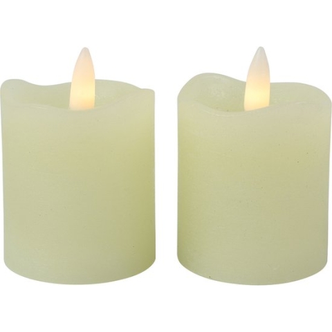 Countryfield LED kaarsen/stompkaarsen - 2x st - creme wit - D5 x H7,2 cm - timer - warm creme wit