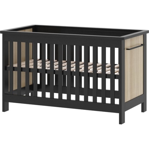 Cabino Babybed / Ledikant Oxford verstelbare bodem 60x120 cm - Zwart / Eiken