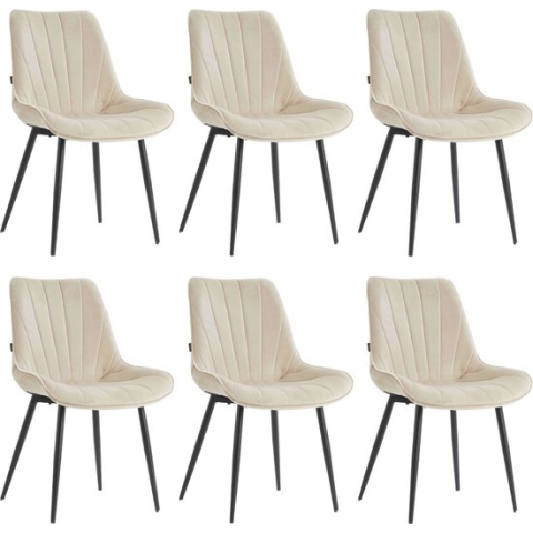 Colenis® - Lesedi Eetkamerstoel - Set Van 6 - Beige - Velvet