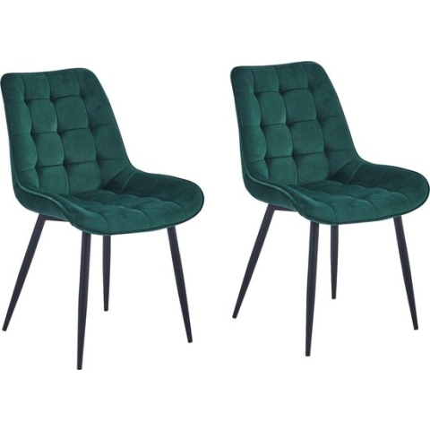 Colenis® - Quadra Eetkamerstoel - Set Van 2 - Groen - Fluweel - Industrieel