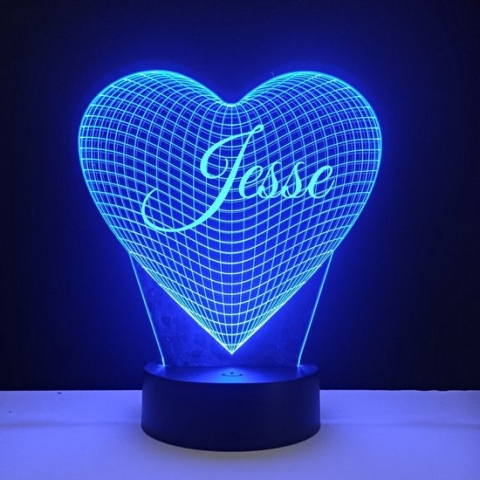 3D LED Lamp - Hart Met Naam - Jesse
