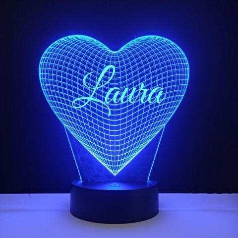 3D LED Lamp - Hart Met Naam - Laura