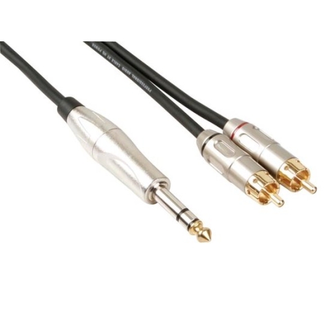 HQ-Power RCA-jack kabel, 2 x RCA mannelijk, 1 x jack 6.35 mm, stereo, 6 m, perfect voor geluidsoverdracht