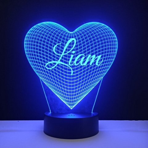 3D LED Lamp - Hart Met Naam - Liam