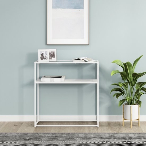 Console tafel Kuhmo sidetable glas 80x80x30 cm wit