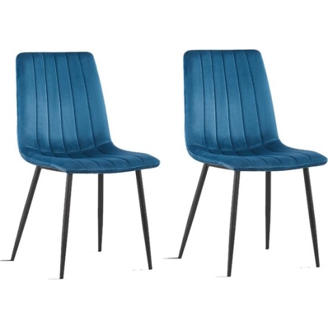 Velvet Eetkamerstoel Amya Blauw - 2 Stuks