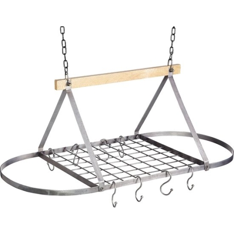 Plafondrek / Pannenrek aan Ketting - Rvs Hout - KitchenCraft