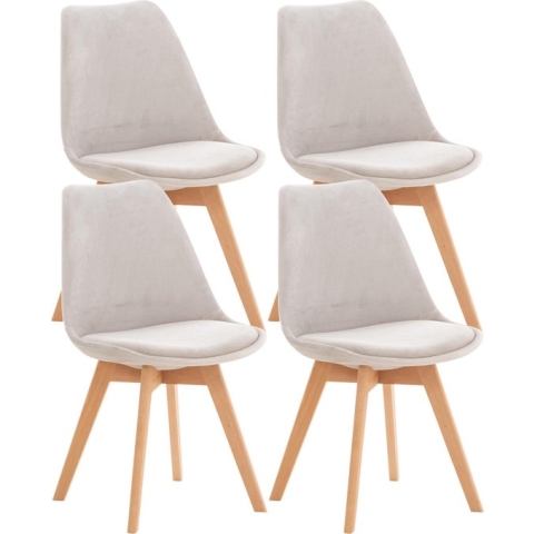 CLP Linares Set van 4 eetkamerstoelen licht grijs Fluweel