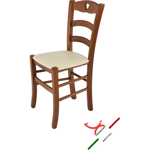 Tommychairs Cuore - Eetkamerstoel - 1 Stuk - Licht Walnoot - Kunstleer & Hout