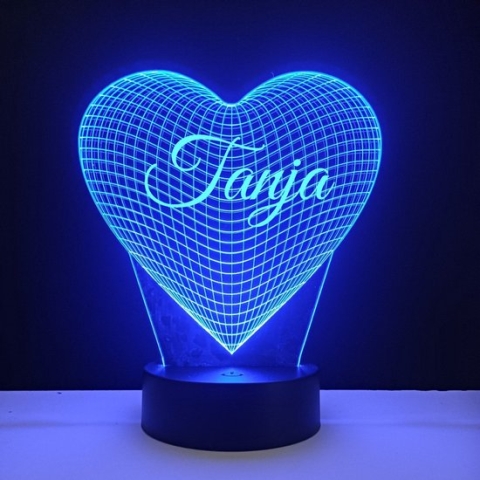 3D LED Lamp - Hart Met Naam - Tanja