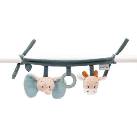 Nattou Axel en Luna - Wagenspanner - 60x15 cm - Groen/Beige