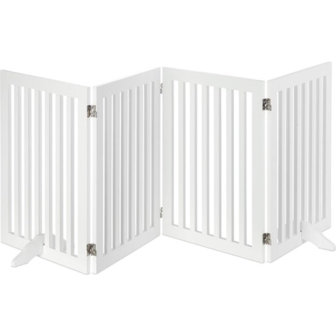 Relaxdays kinderhekje zonder boren - hondenhek binnen - haardhek - wit - MDF - 70 cm hoog - 4 panelen