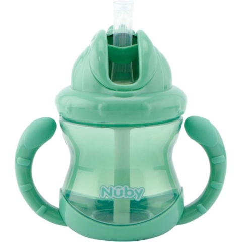 Nûby Antilekbeker Flip-It Met Handvatten Groen 240ml 12mnd+