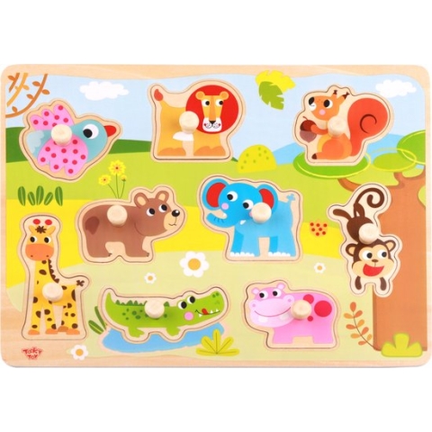 Tooky Toy Vormenpuzzel Dieren Junior 30 Cm Hout 10-delig