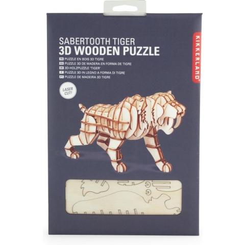 Kikkerland 3D puzzel van hout - In de vorm van een Sabeltand Tijger - DIY