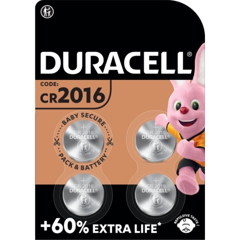 Duracell Lithium CR2016 knoopcelbatterij - 4 stuks
