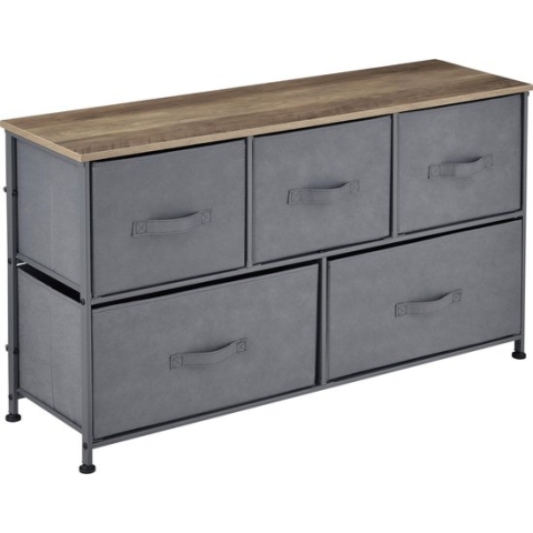 Commode met lades niet-geweven textiel 55x100x29 grijs hout