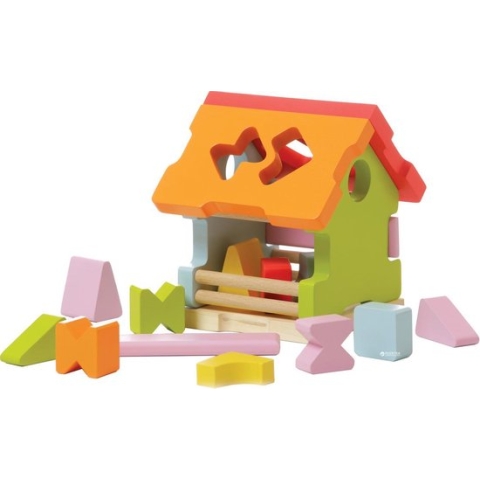 Houten vormenstoof - Sorteer Huis - insteekspel