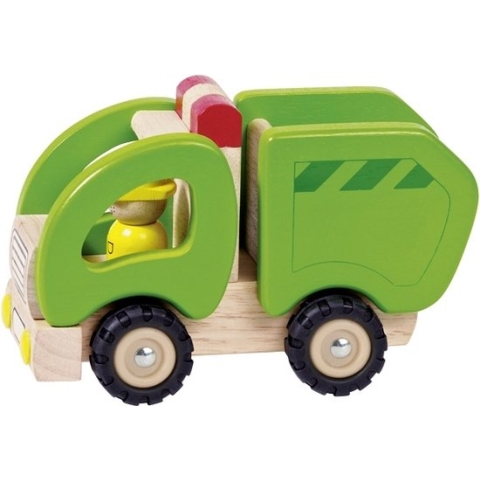 Goki Houten vuilniswagen 15 x 8,5 x 10 cm
