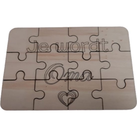 LBM zwangerschapsaankondiging puzzel - Je wordt oma - Hout