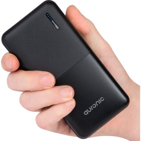 Auronic Powerbank - 20.000 mAh - 4 Poorten - 2.4A USB/Micro-USB/USB-C - Incl. Kabel - Zwart