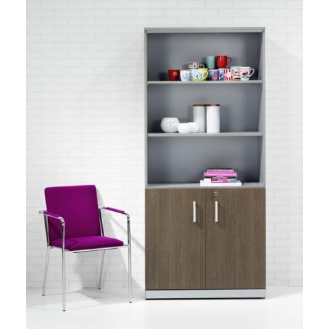 Modulaire draaideurkast Chief 200x90x42cm half open Wit ombouw Ahorn