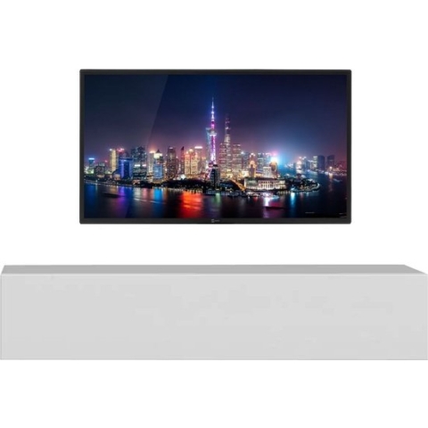 Zwevend Tv-meubel Tesla 138 cm breed in hoogglans wit