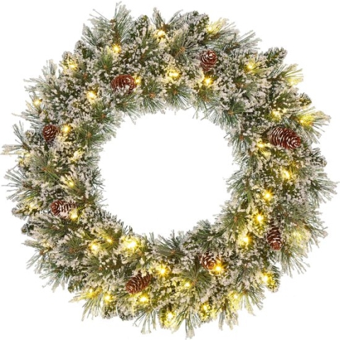 Black Box Trees Vandans Kerstkrans met LED Verlichting - Ø60 cm - Groen Frosted