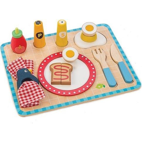 Houten ontbijtset met dienblad tenderleaftoys