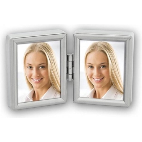 Mini Metaal Verzilverd Fotolijstje 2-Luik 3,5x4,5cm 8735DL