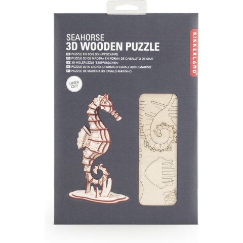 Kikkerland 3D puzzel van hout - In de vorm van een Zeepaardje - Vrijetijdsbesteding - Decoratief
