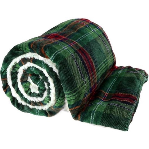 Unique Living fleece plaid 'Larsson' - 150x200cm - Donkergroen